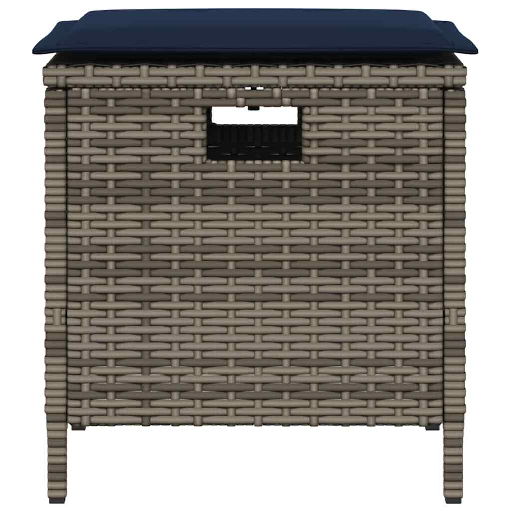 5 pcs conjunto de jantar p/ jardim c/ almofadões vime PE cinza