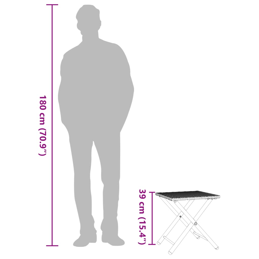 5 pcs conjunto de jantar para jardim dobrável vime PE preto