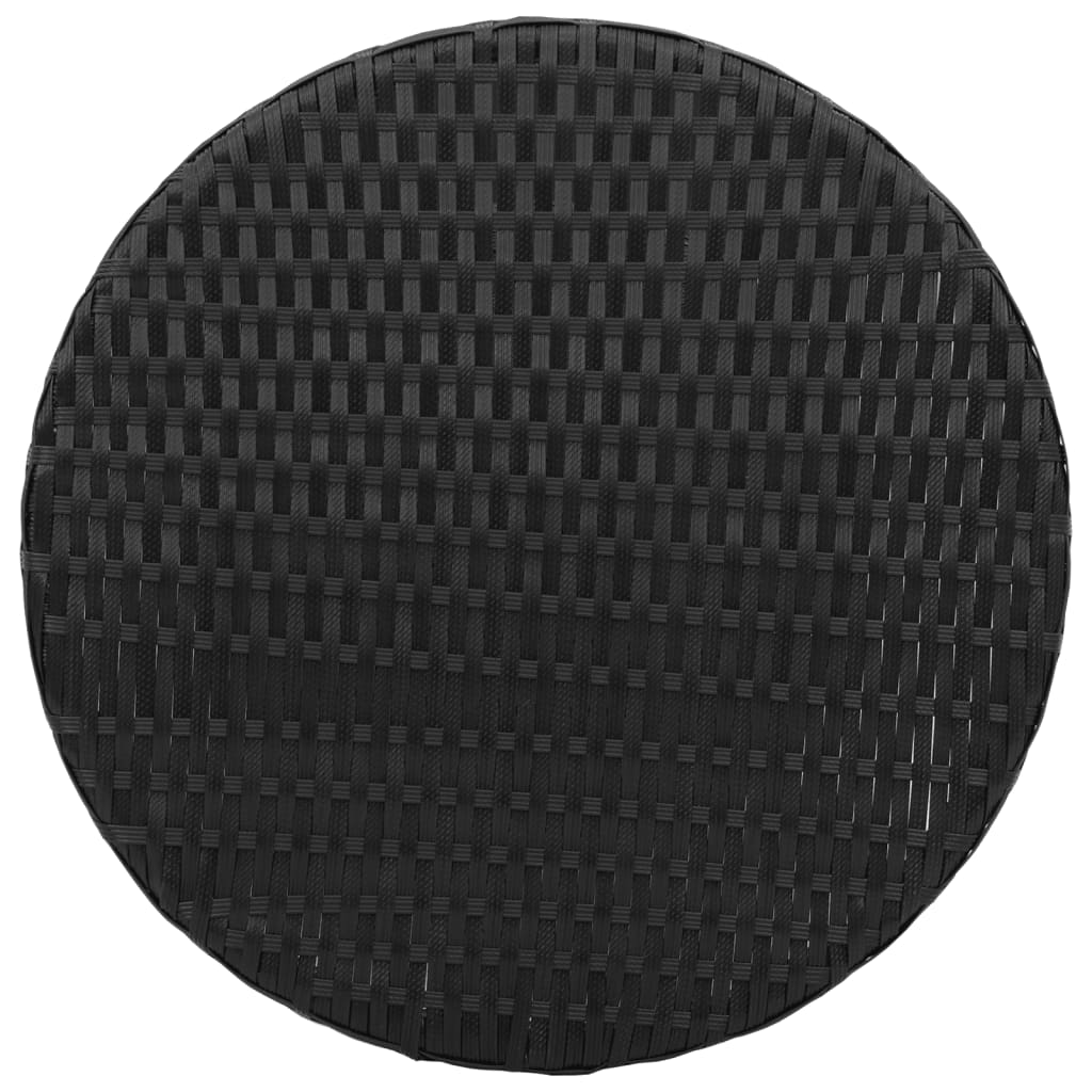 3 pcs conjunto de bistrô com almofadões vime PE preto