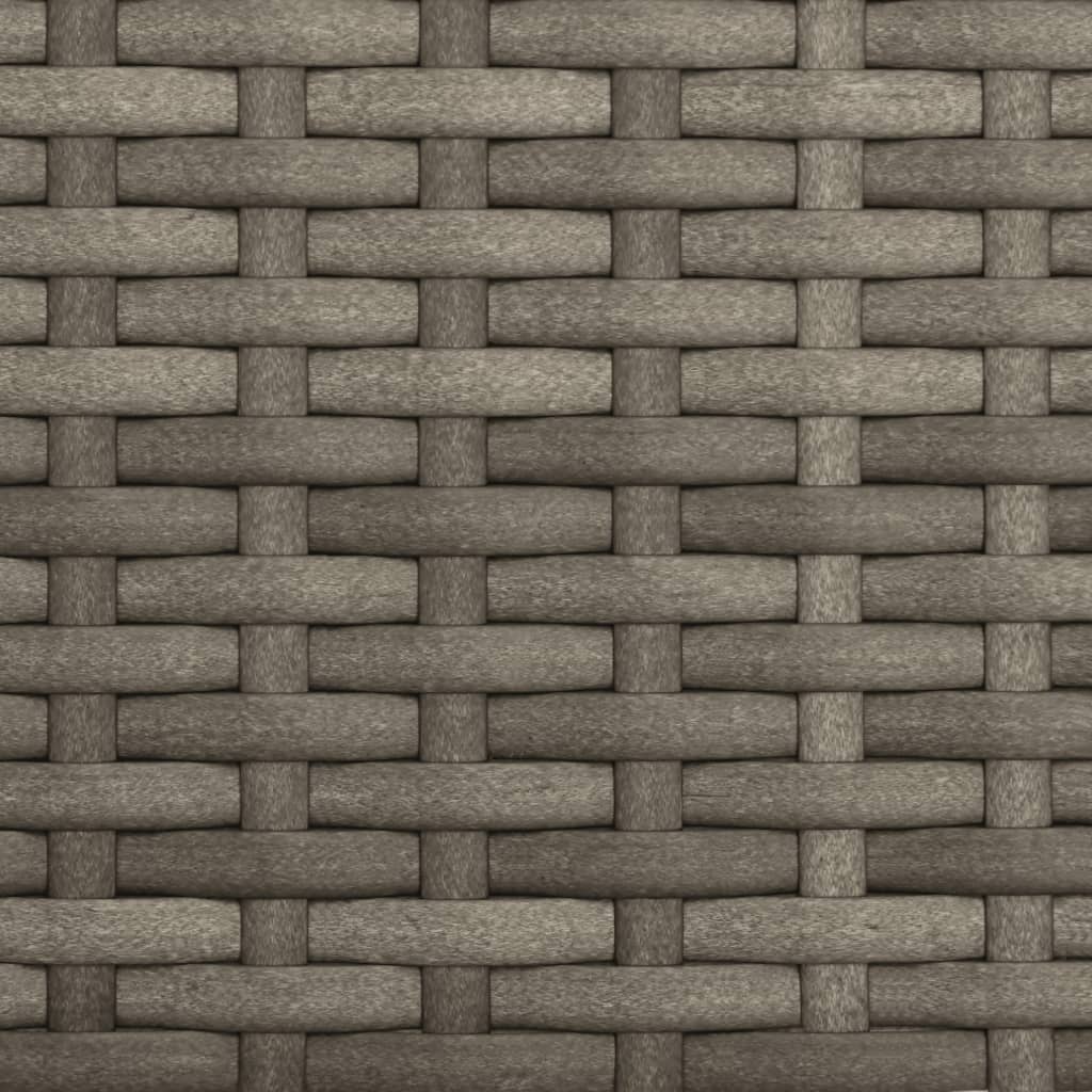 Sofá de jardim de 3 lugares com toldo e bancos vime PE cinzento