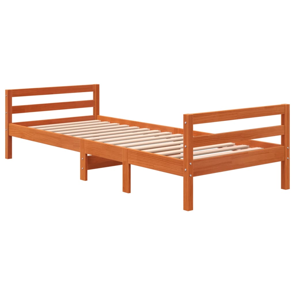 Cama sem colchão 90x190 cm madeira de pinho maciça castanho-mel