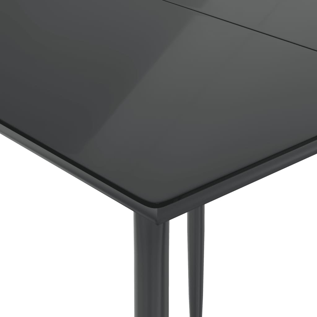 3 pcs conjunto de jantar p/ jardim c/ almofadões vime PE preto