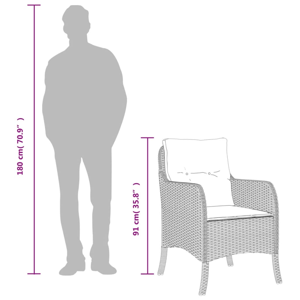 5 pcs conjunto de jantar p/ jardim c/ almofadões cinzento claro