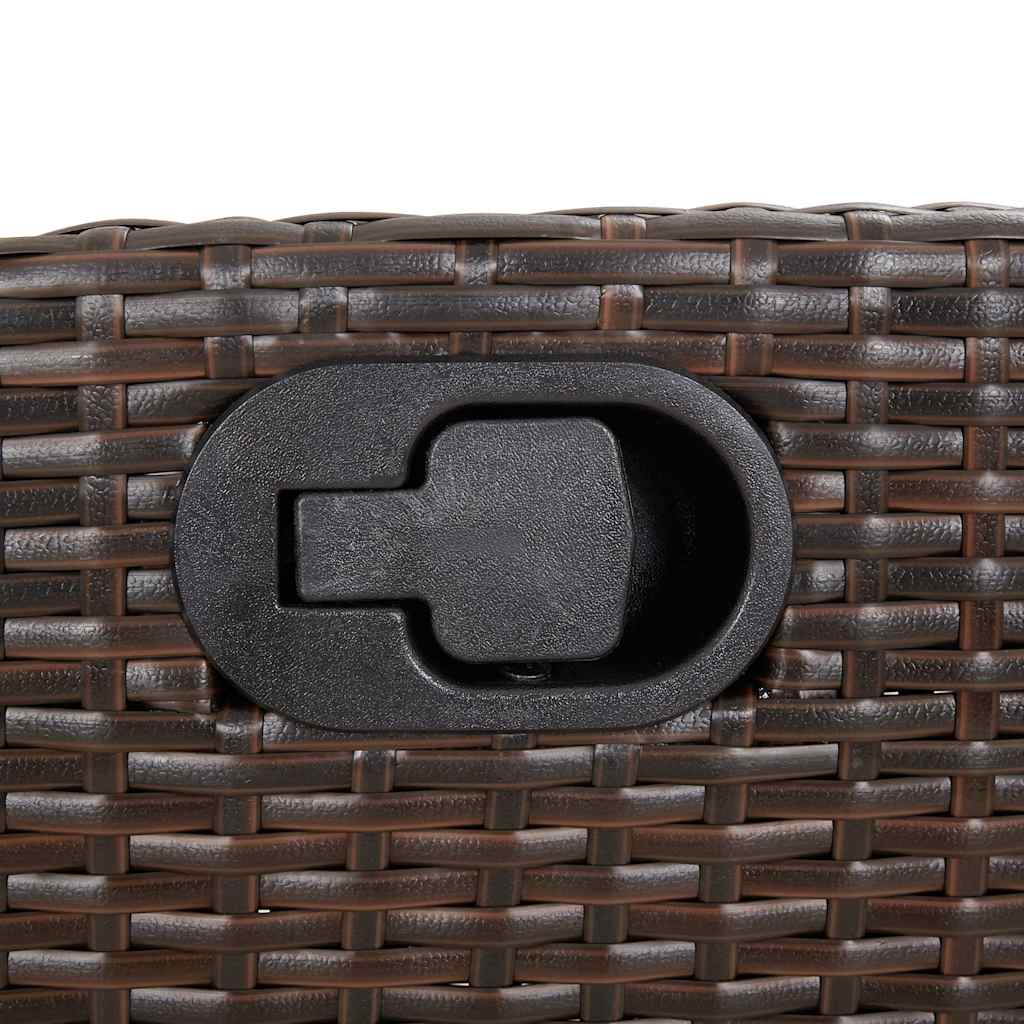 7 pcs conjunto jantar p/ jardim c/ almofadões vime PE castanho