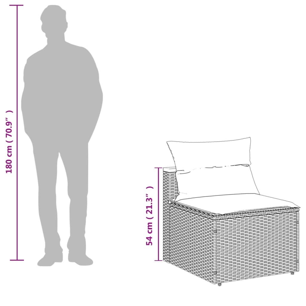 5 pcs conjunto sofás de jardim com almofadões acácia e vime PE