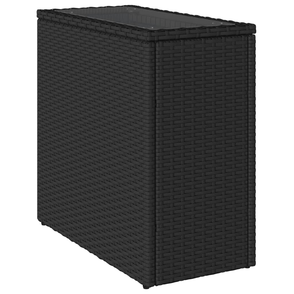 Mesa de apoio jardim c/ tampo vidro 58x27,5x55 cm vime PE preto