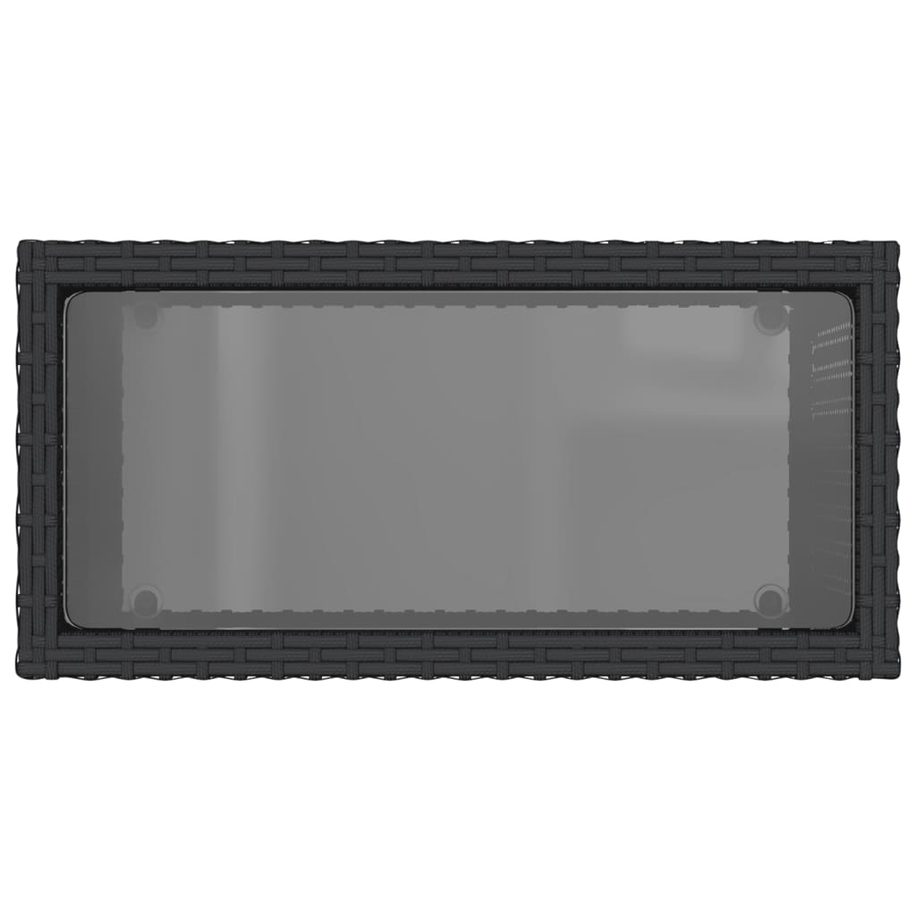 Mesa de apoio jardim c/ tampo vidro 58x27,5x55 cm vime PE preto