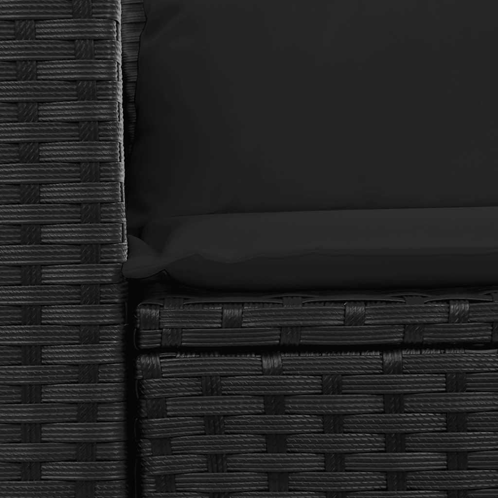 Sofá de jardim com almofadas, 2 lugares, vime sintético preto