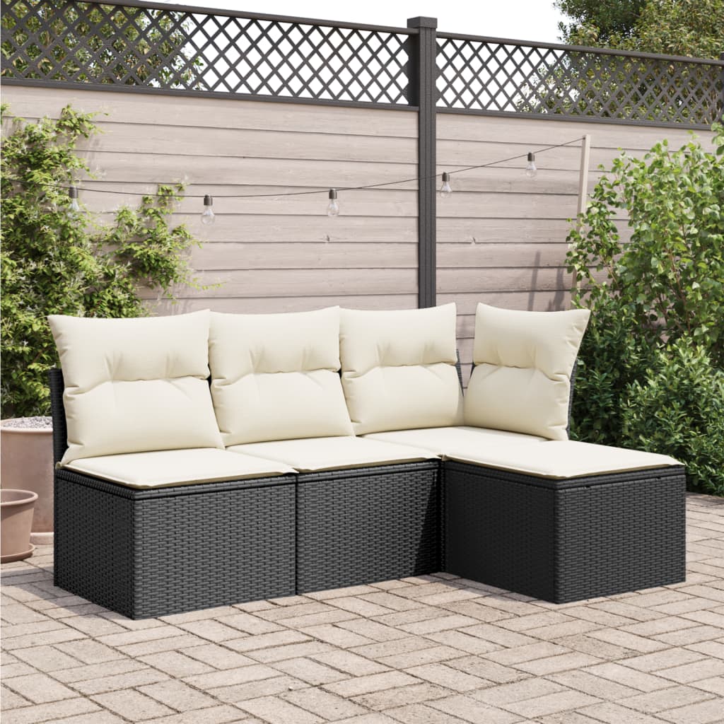 Banco de jardim com almofadão 55x55x37 cm vime PE preto