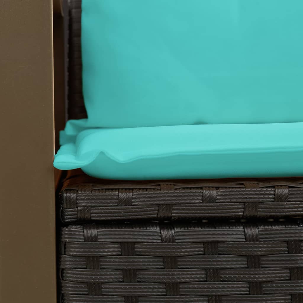 Sofá de jardim com almofadas, 2 lugares, vime sintético preto