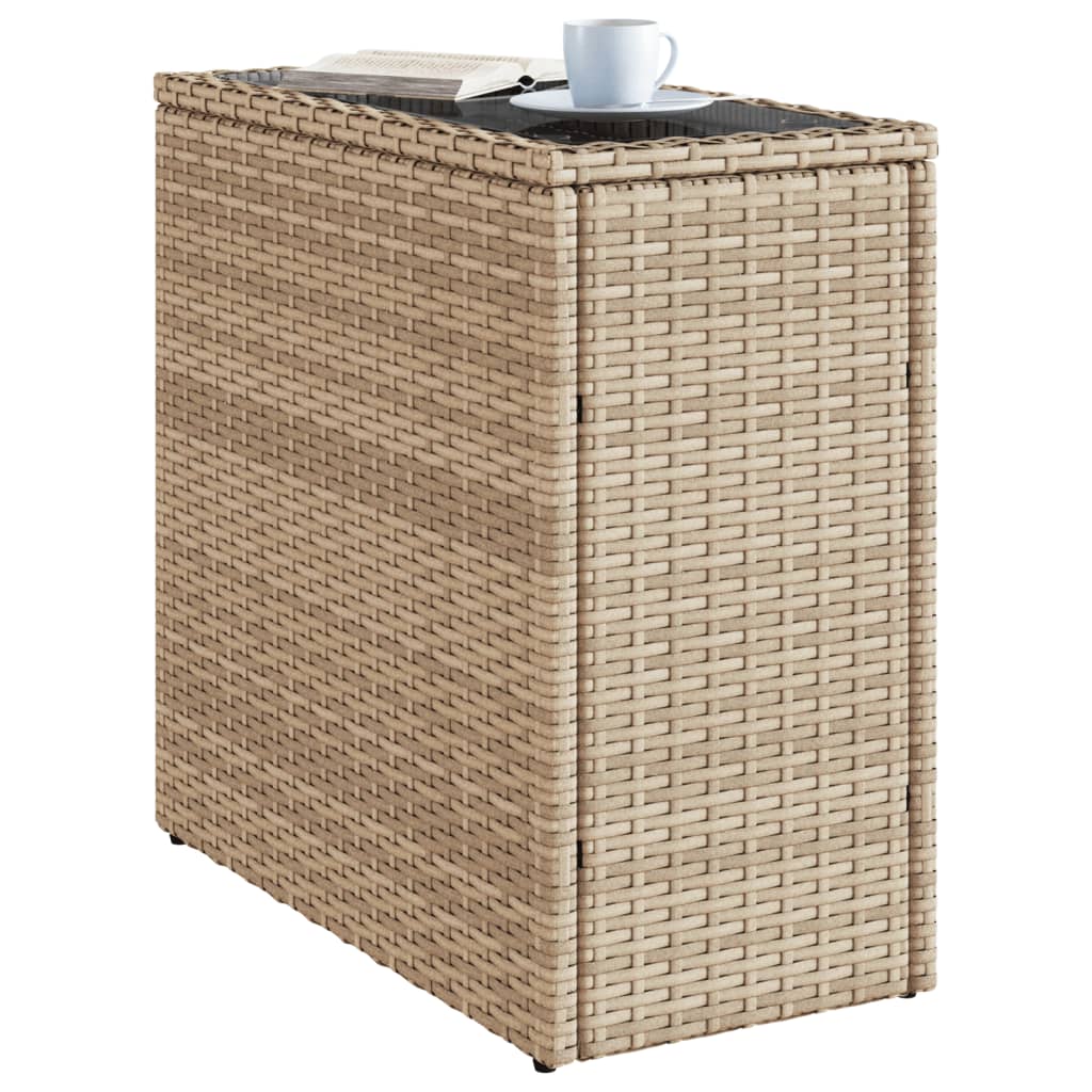 Mesa de apoio jardim c/ tampo vidro 58x27,5x55 cm vime PE bege