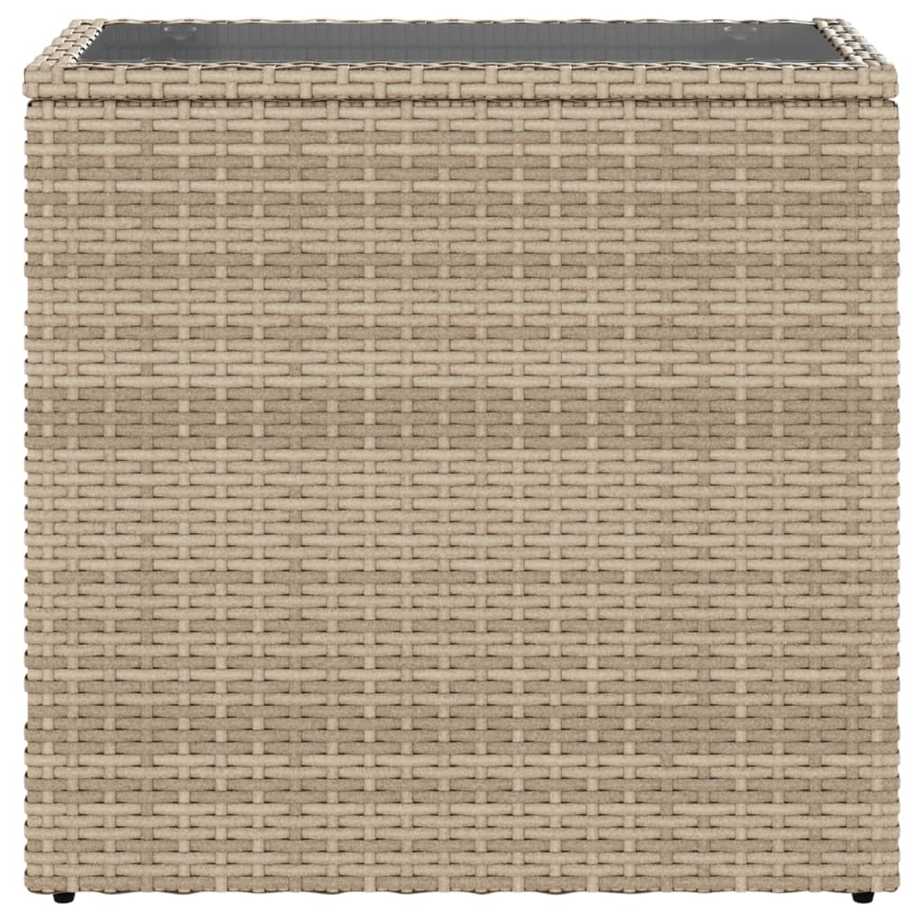 Mesa de apoio jardim c/ tampo vidro 58x27,5x55 cm vime PE bege