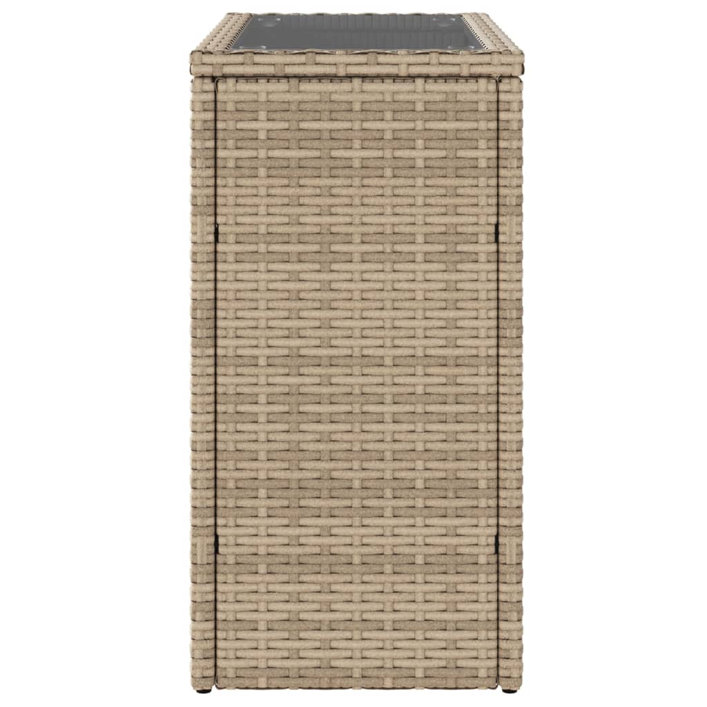 Mesa de apoio jardim c/ tampo vidro 58x27,5x55 cm vime PE bege
