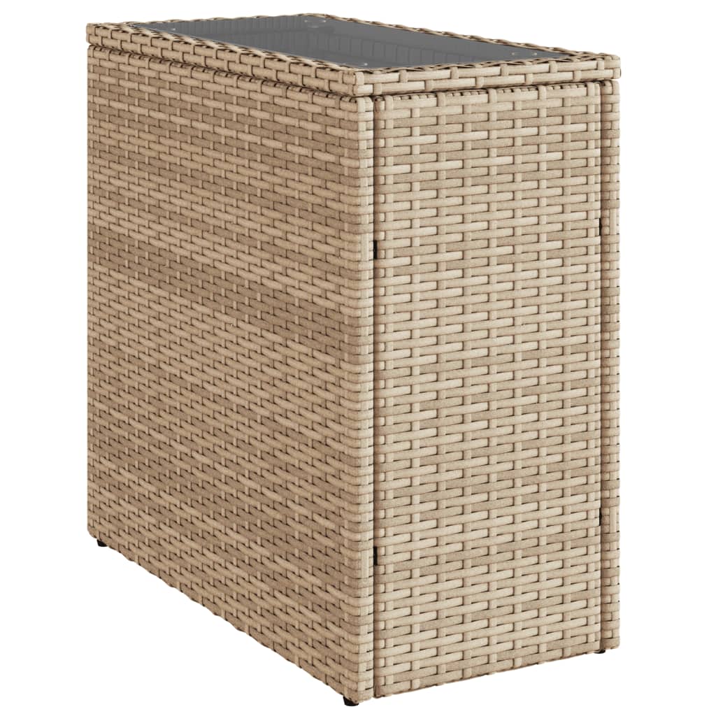 Mesa de apoio jardim c/ tampo vidro 58x27,5x55 cm vime PE bege