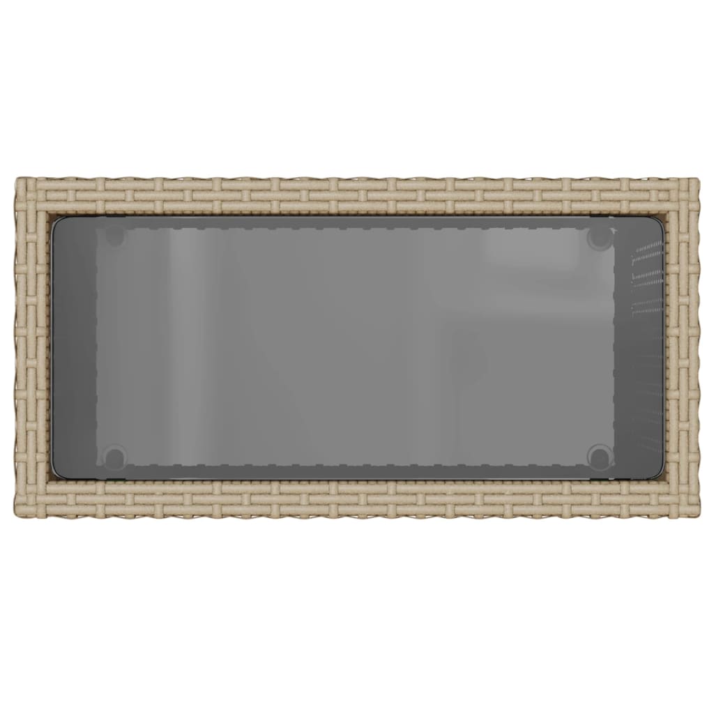 Mesa de apoio jardim c/ tampo vidro 58x27,5x55 cm vime PE bege