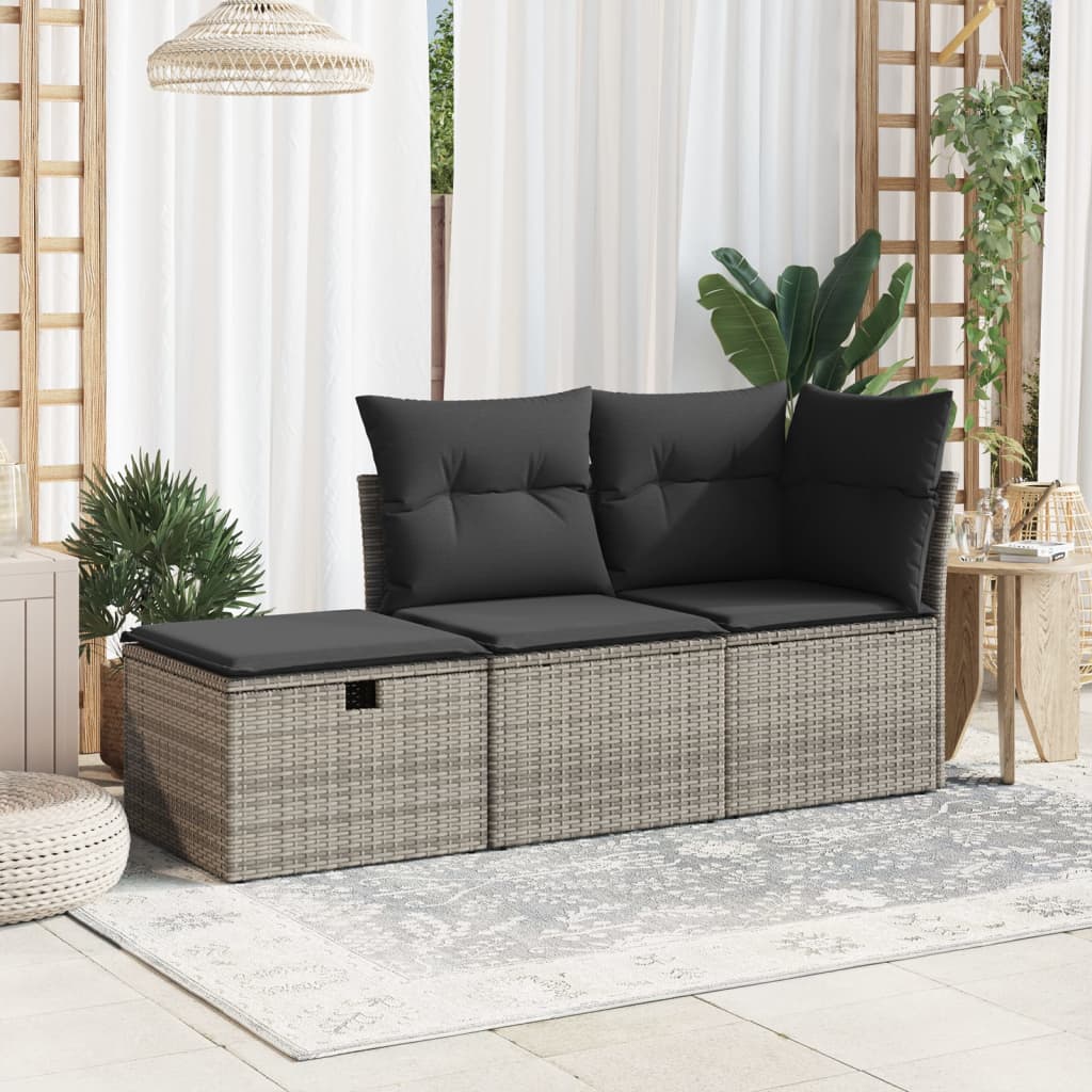 Banco de jardim com almofadão 55x55x37 cm vime PE cinzento