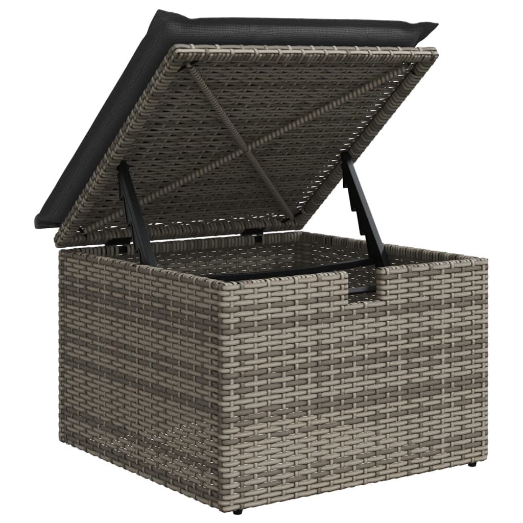 Banco de jardim com almofadão 55x55x37 cm vime PE cinzento