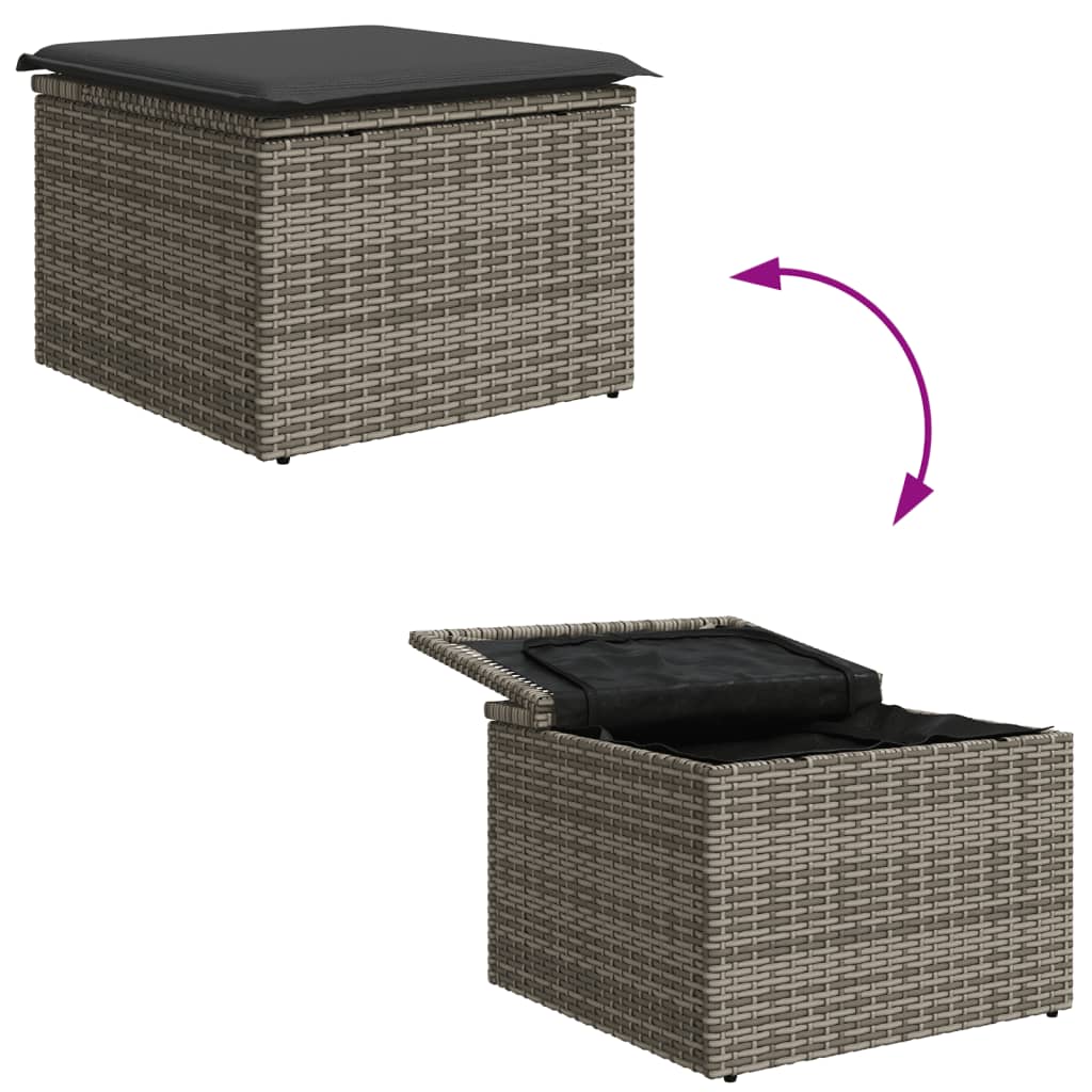Banco de jardim com almofadão 55x55x37 cm vime PE cinzento