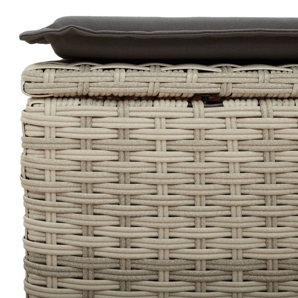 Banco de jardim com almofada 55x55x37 cm vime PE cinzento claro