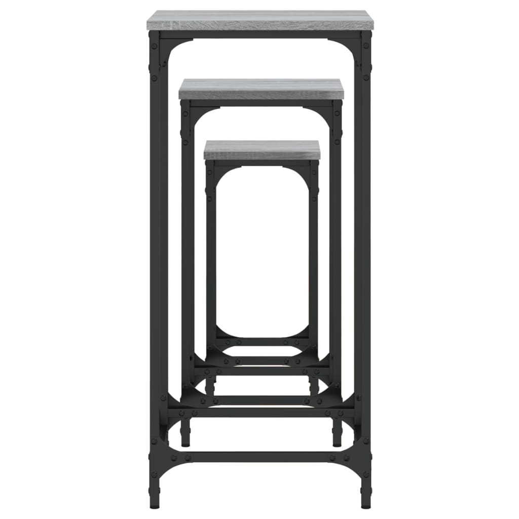 Mesas de apoio de encastrar 3 pcs deriv. madeira cinza sonoma