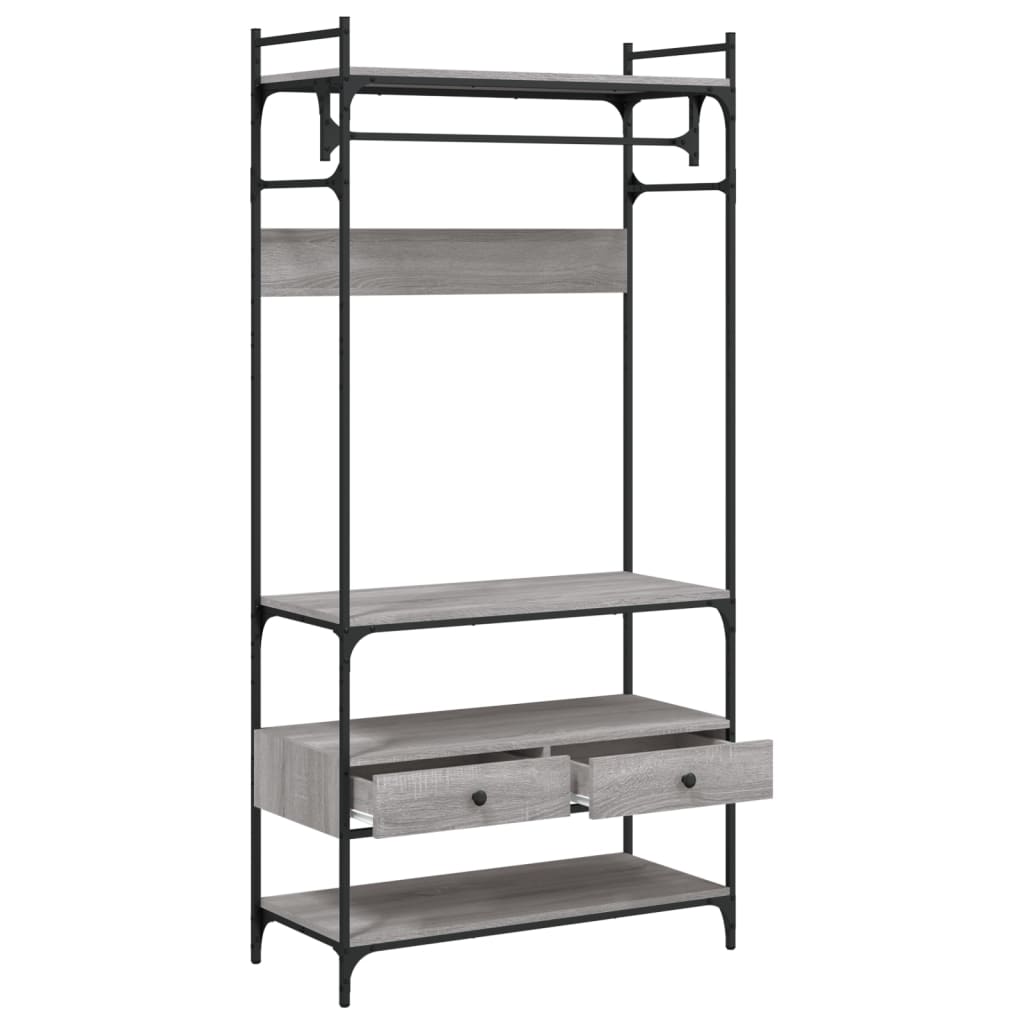 Roupeiro c/ gavetas 89x39x184,5 cm deriv. madeira cinza sonoma