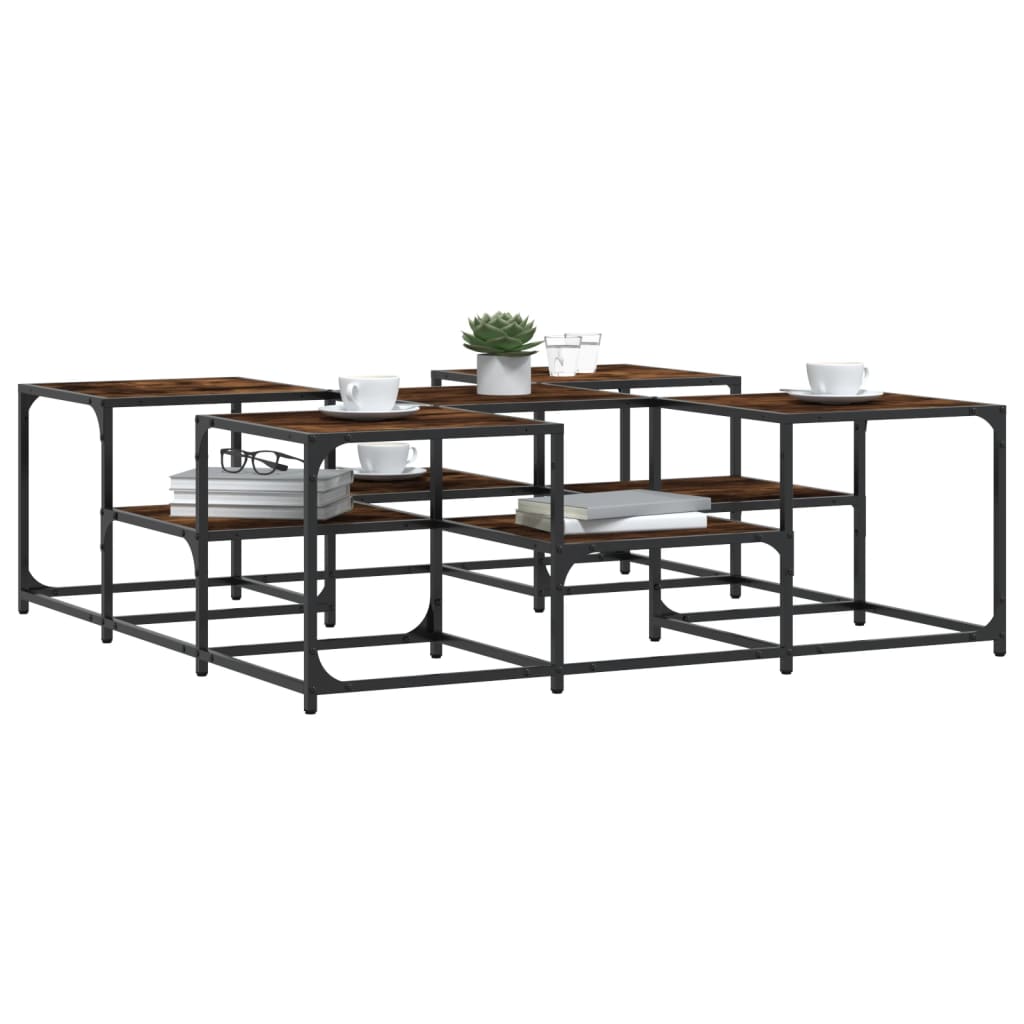 Mesa de centro 121x121x40 cm derivados madeira carvalho fumado