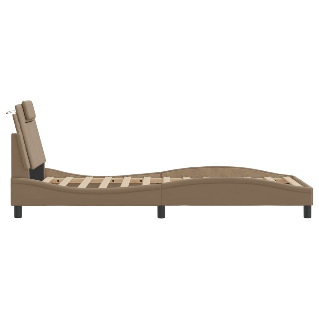 Estrutura de cama Viana sem colchão couro artif. 90x190 cm cappuccino