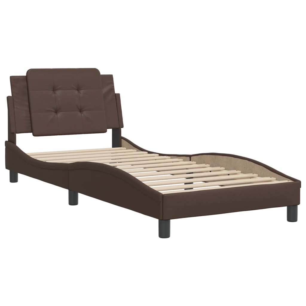 Estrutura de cama sem colchão Zadar 90x200 cm couro artificial castanho