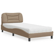 Cama com colchão Hvar 90x190 cm couro artificial cappuccino