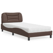 Cama com colchão Hvar 90x200 cm couro artificial castanho
