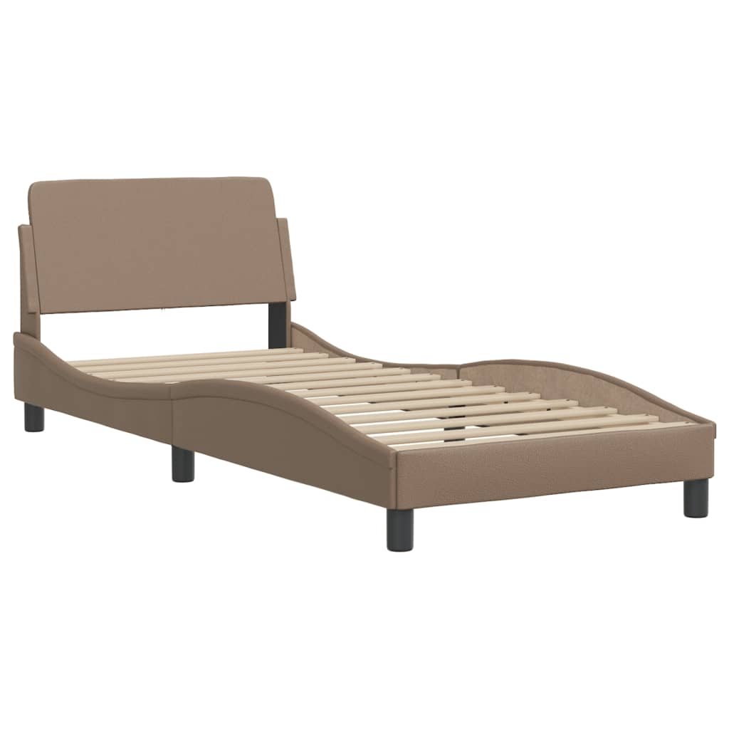 Cama Viana com colchão 90x190 cm couro artificial cappuccino