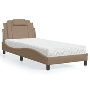 Cama Viana com colchão 90x190 cm couro artificial cappuccino