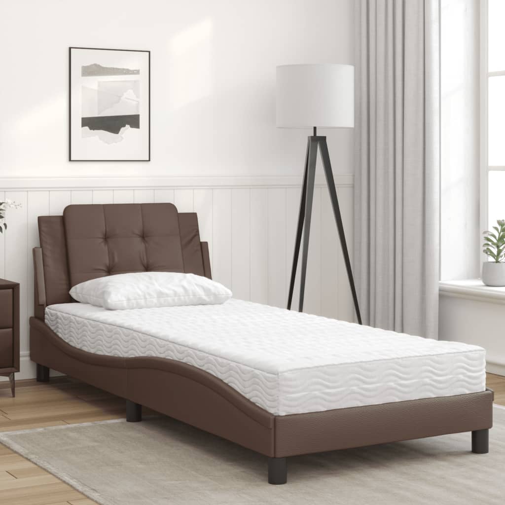 Estrutura de cama sem colchão Zadar 90x190 cm couro artificial castanho