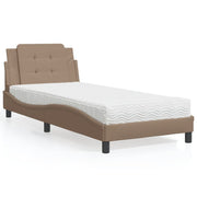 Estrutura de cama sem colchão Zadar 90x190 cm couro artificial cappuccino