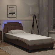 Estrutura de cama com LED sem colchão Zadar 90x200 cm castanho