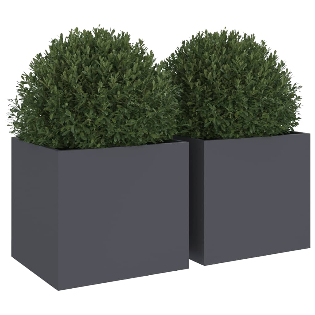 Vasos/floreiras 2 pcs 32x30x29 cm aço antracite
