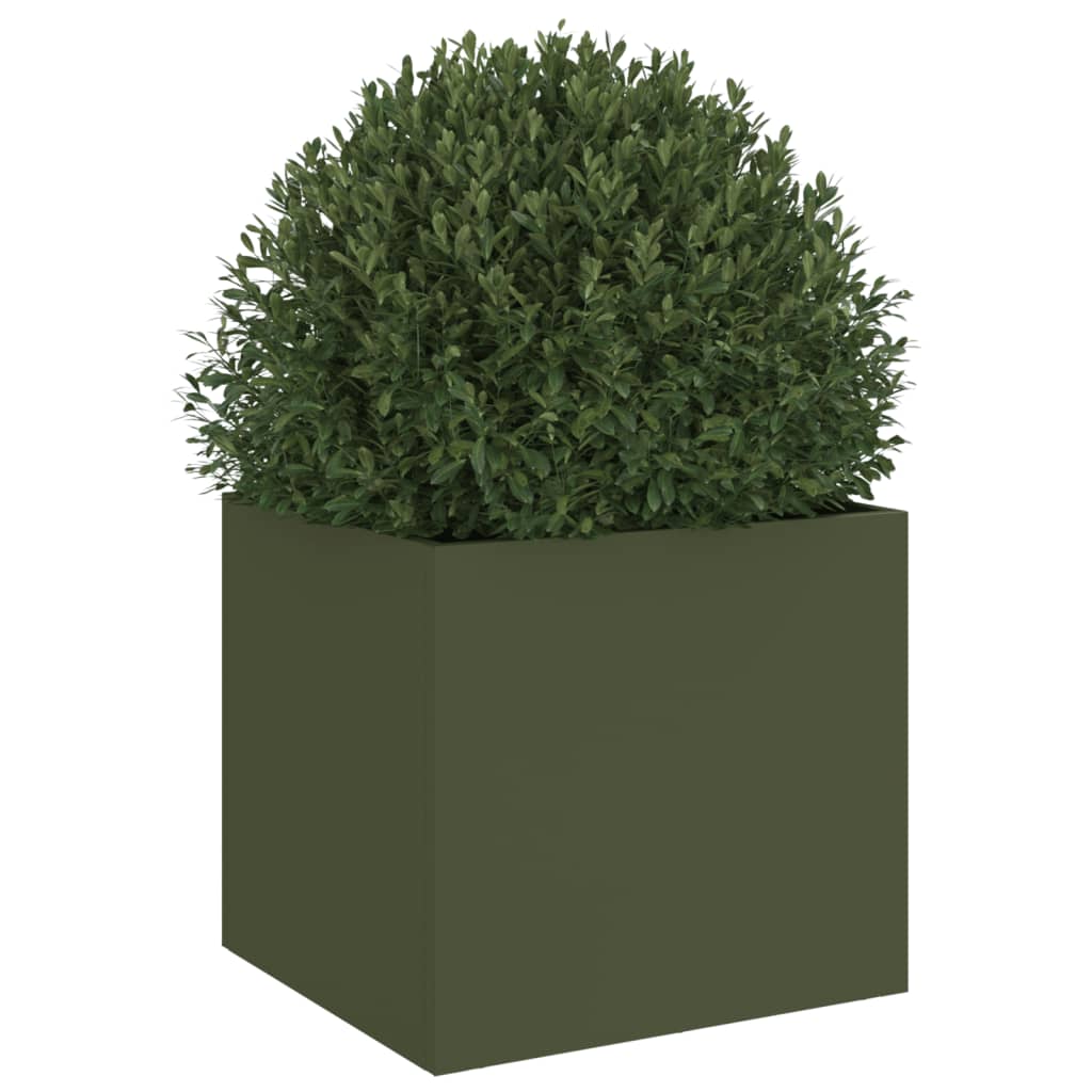 Vaso/floreira 32x30x29 cm aço verde azeitona