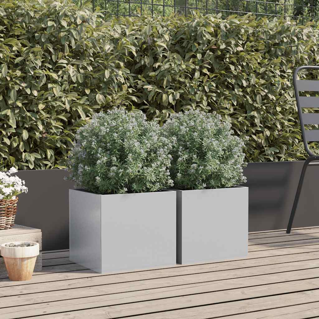 Vasos/floreiras 2 pcs 32x30x29 cm aço galvanizado prateado