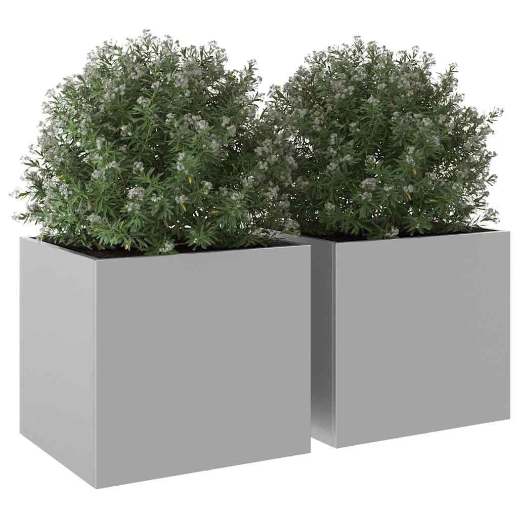 Vasos/floreiras 2 pcs 32x30x29 cm aço galvanizado prateado