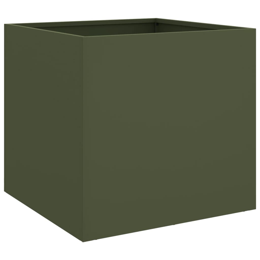 Vaso/floreira 42x40x39 cm aço verde azeitona