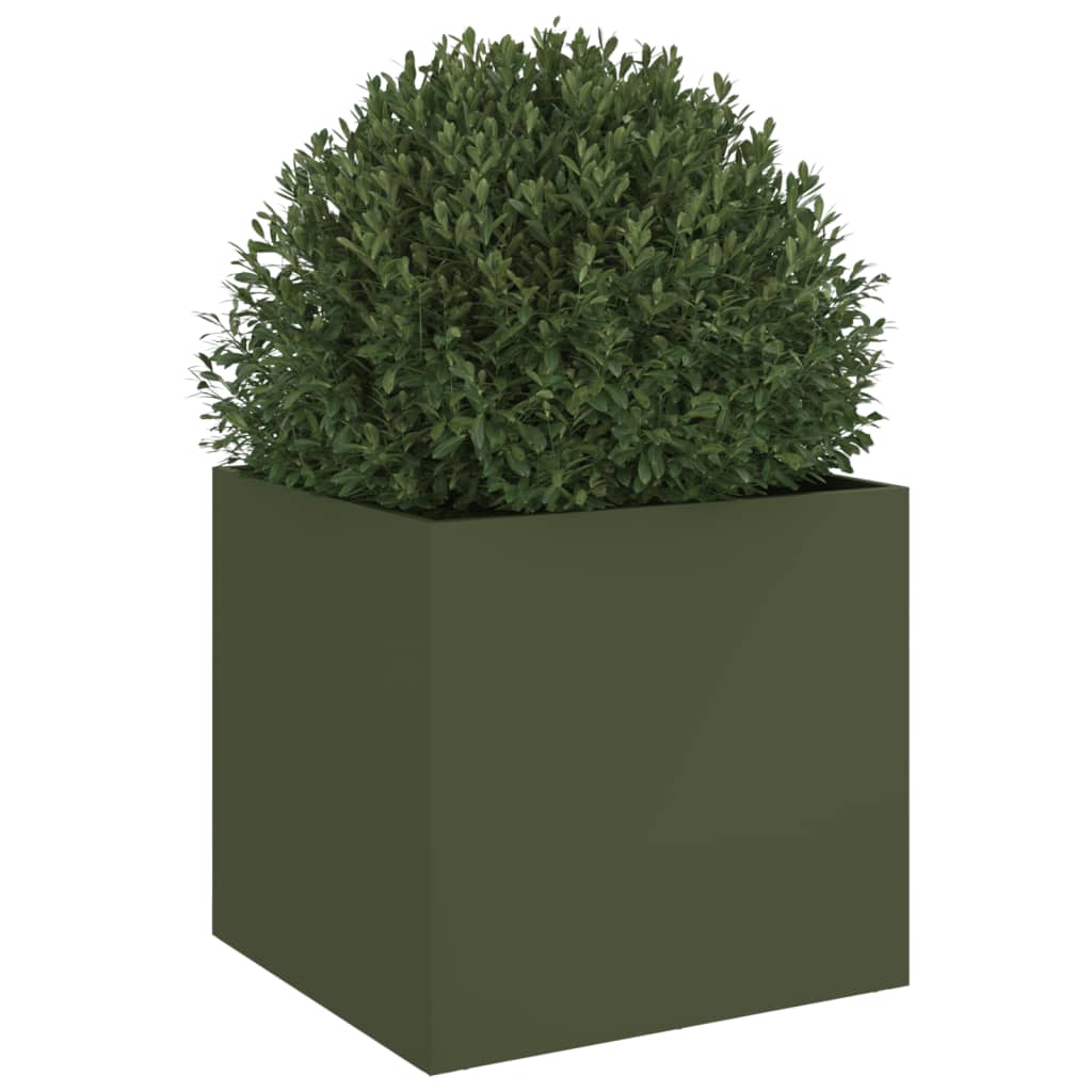 Vaso/floreira 49x47x46 cm aço verde azeitona