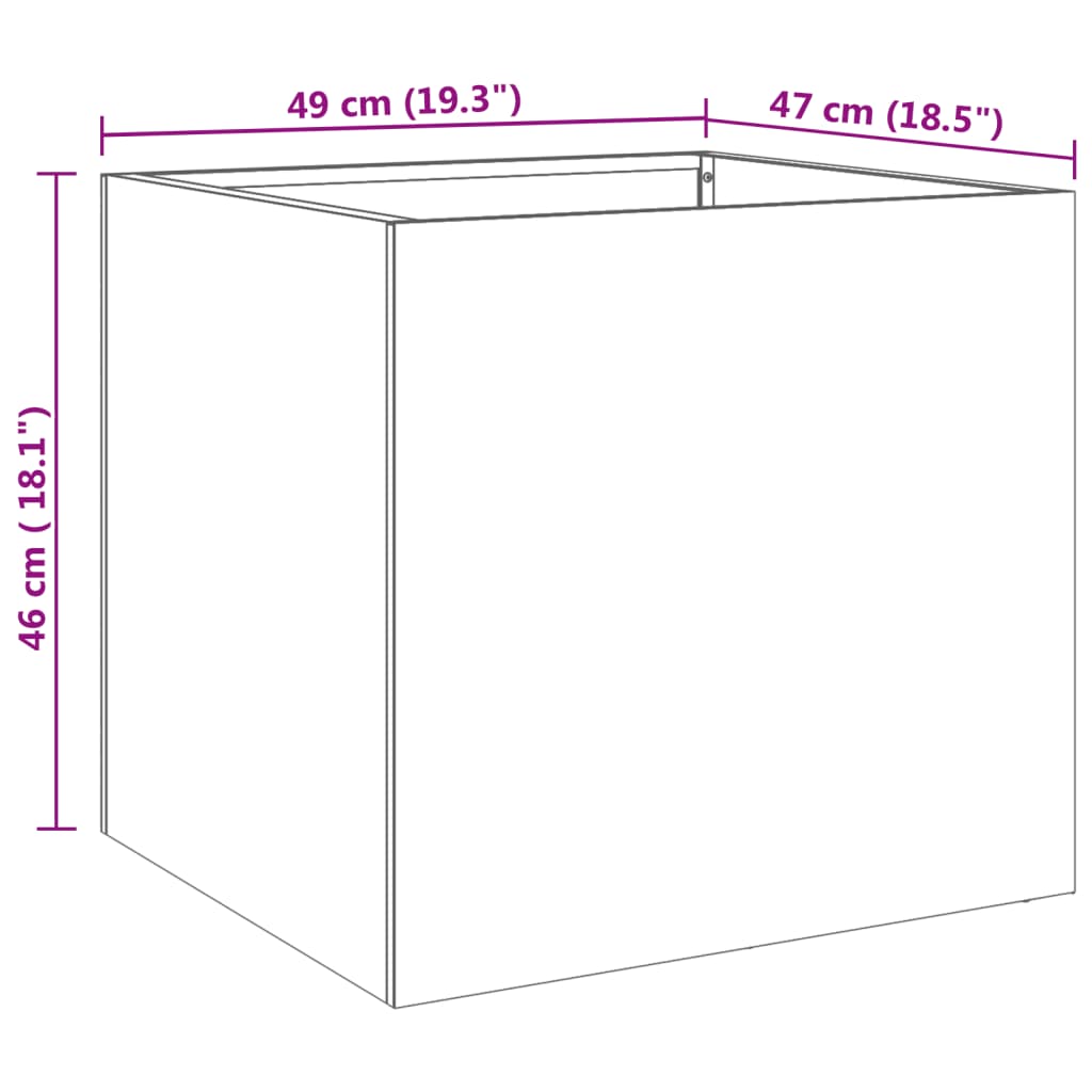 Vaso/floreira 49x47x46 cm aço inoxidável prateado