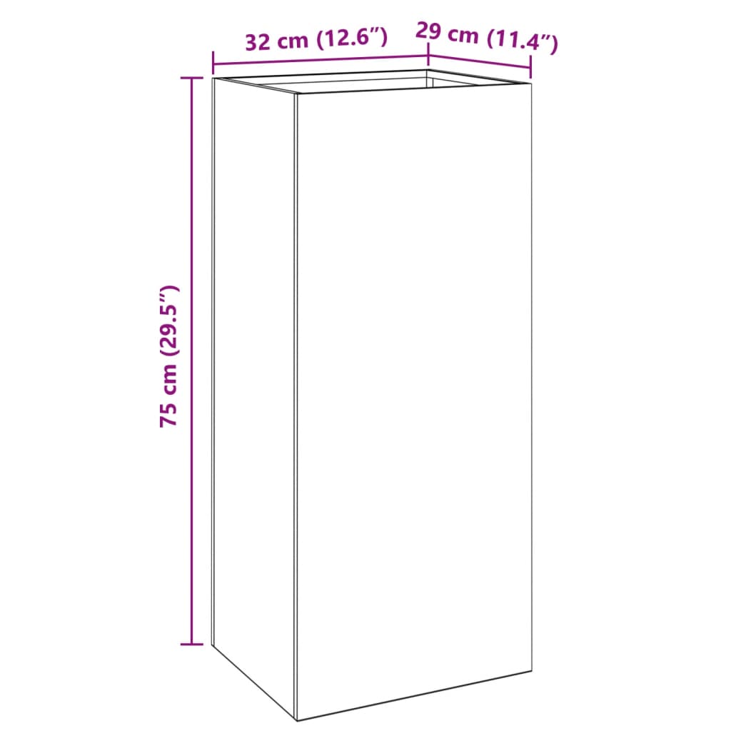 Vaso/floreira 32x29x75 cm aço preto