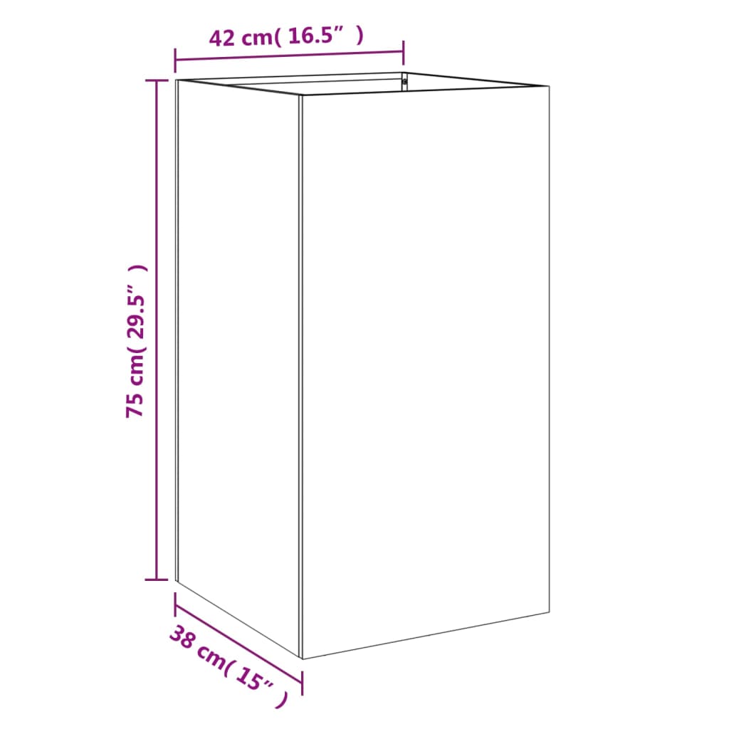 Vaso/floreira 42x38x75 cm aço branco