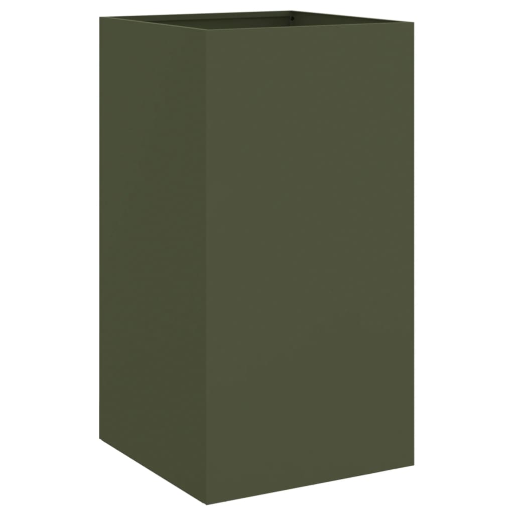 Vaso/floreira 42x38x75 cm aço verde azeitona