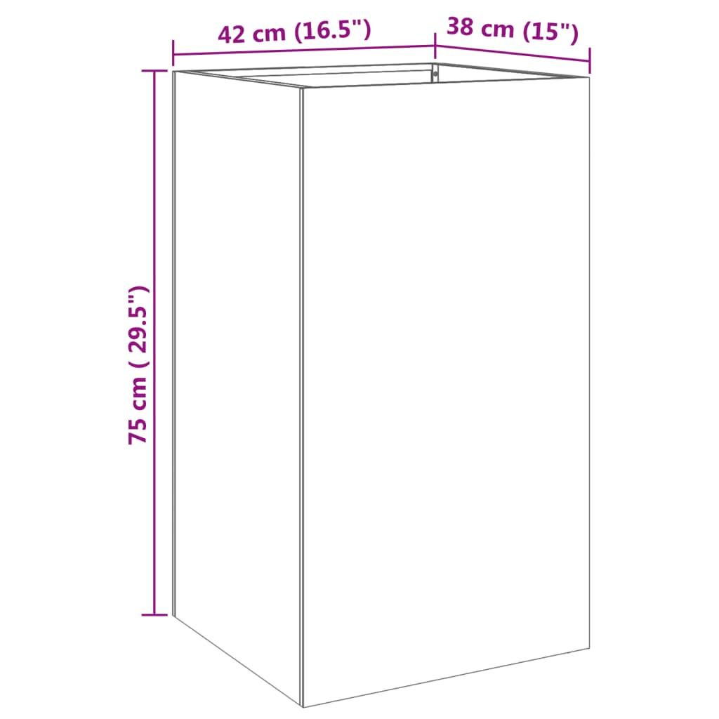 Vaso/floreira 42x38x75 cm aço inoxidável prateado
