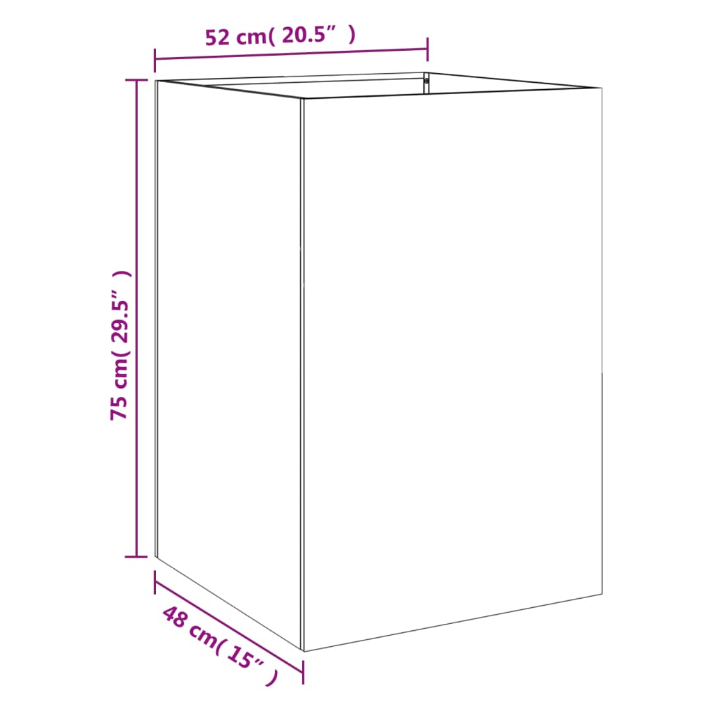 Vaso/floreira 52x48x75 cm aço branco