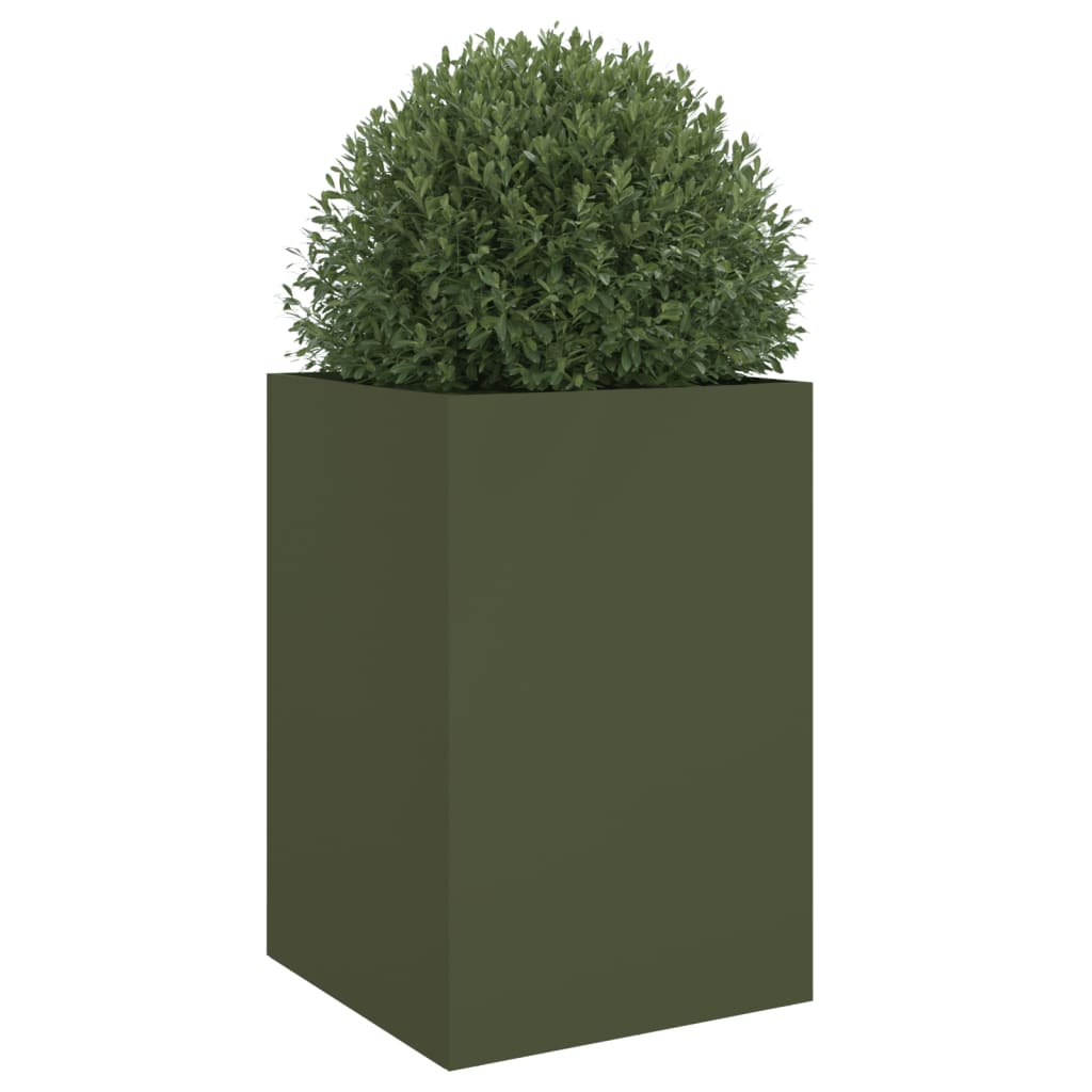 Vaso/floreira 52x48x75 cm aço verde azeitona