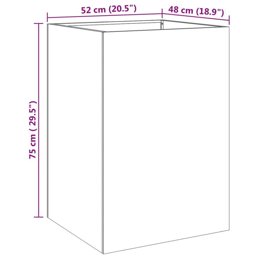 Vaso/floreira 52x48x75 cm aço inoxidável prateado