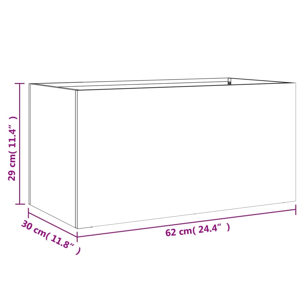 Vaso/floreira 62x30x29 cm aço preto